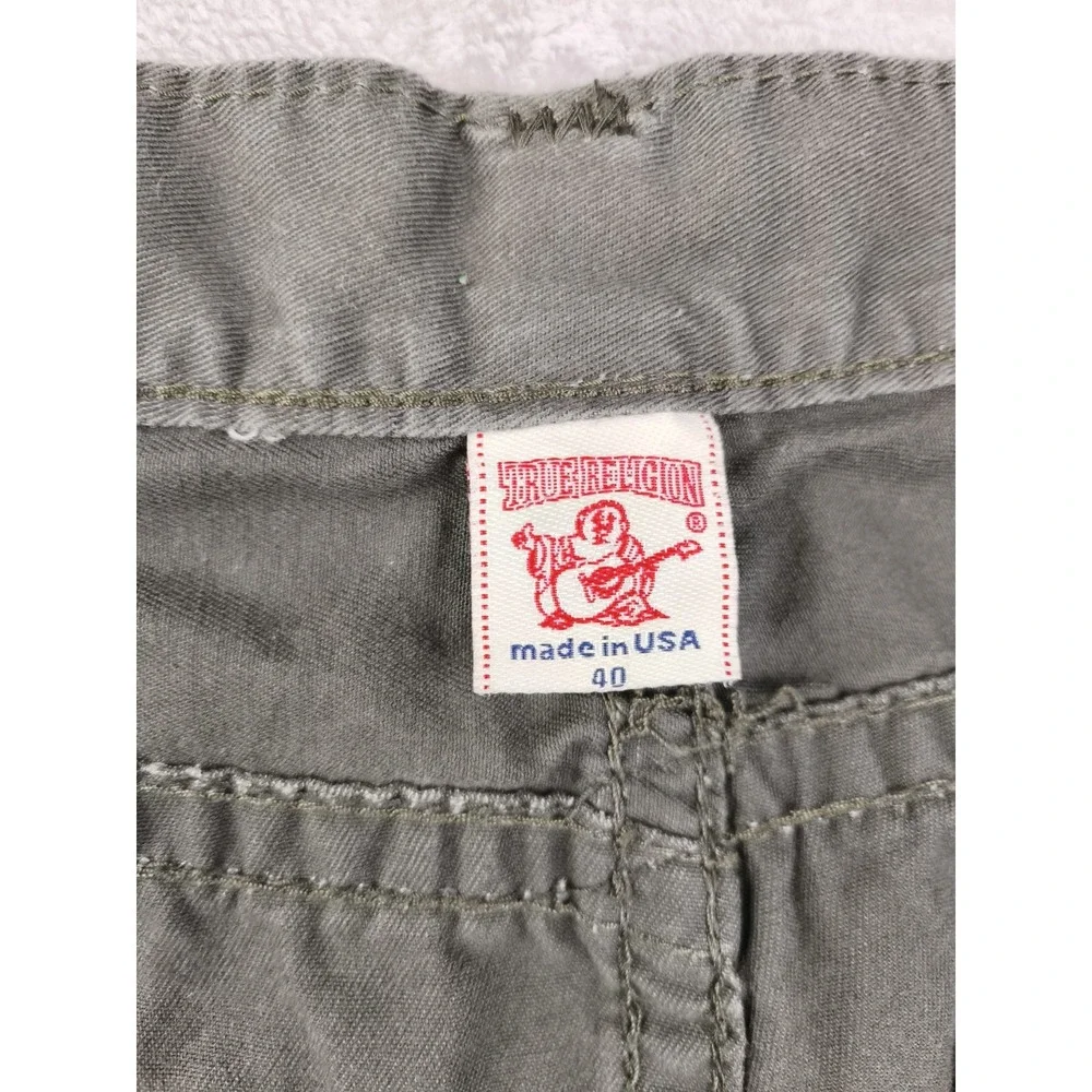 True Religion Johnny Super‎ T Jeans Olive Green Size 40 Y2K Flap Pocket